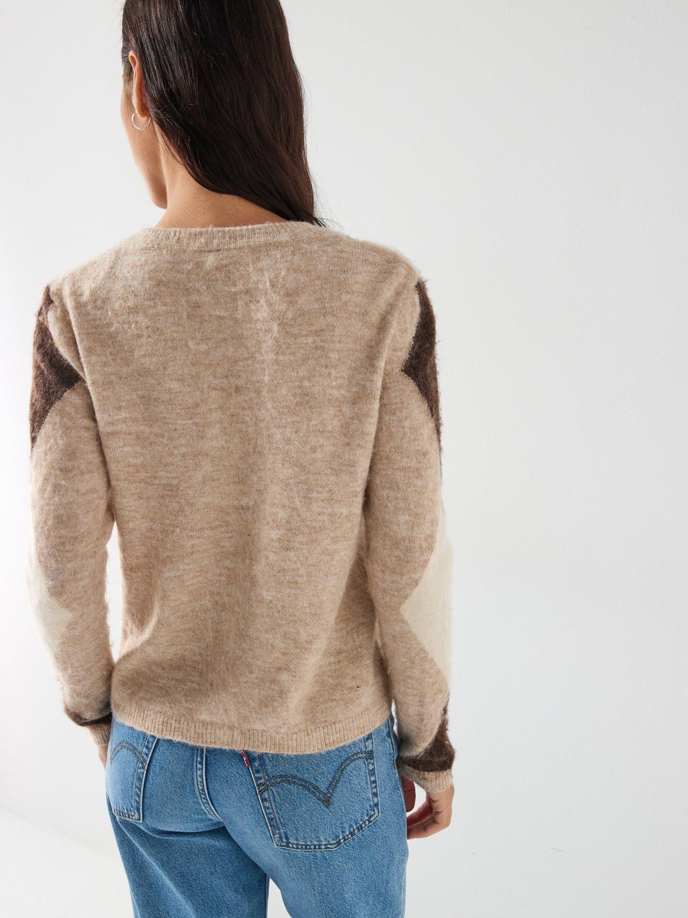  image of only-long-sleeve-gold-button-cardigan-beige