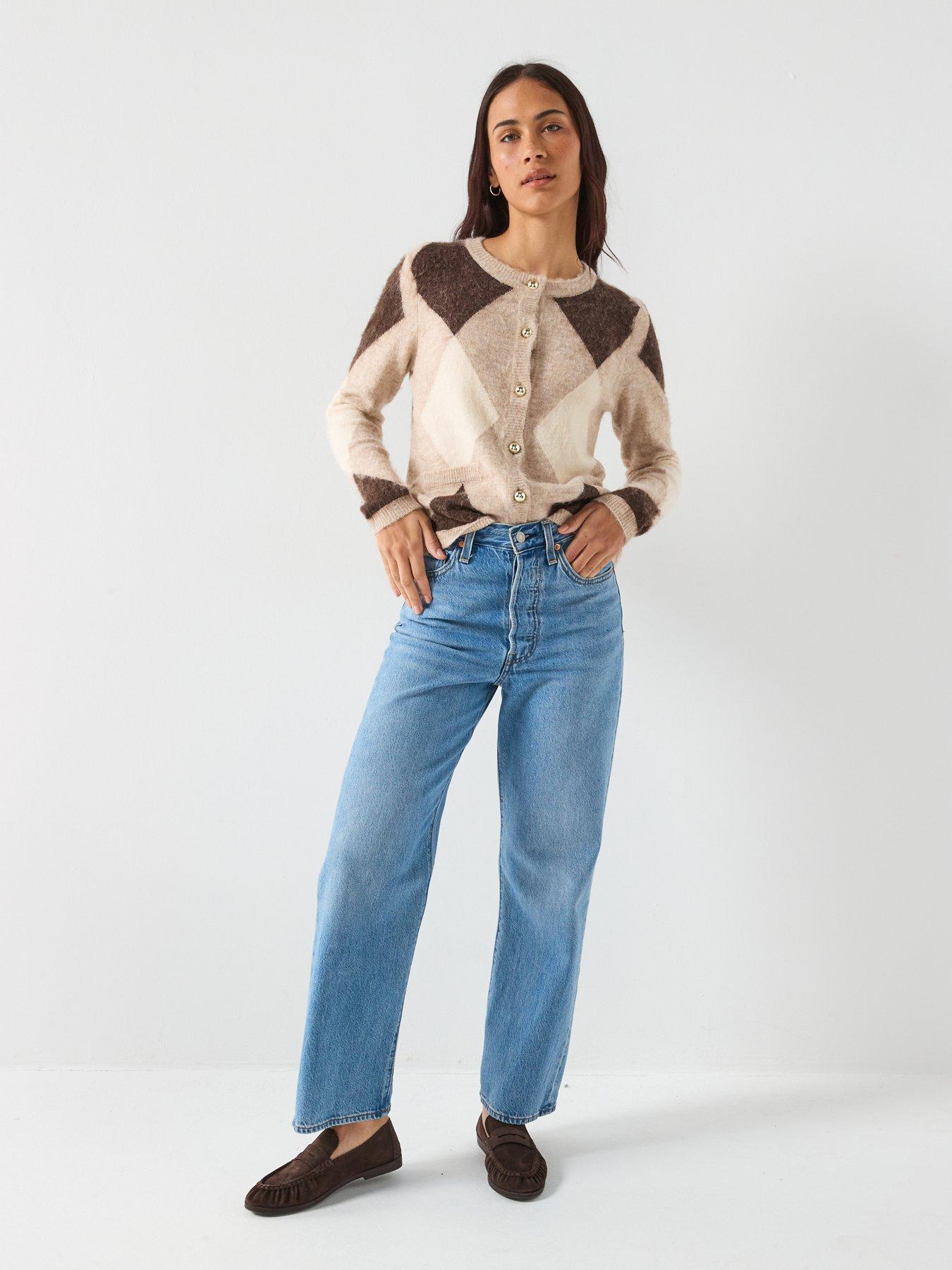  image of only-long-sleeve-gold-button-cardigan-beige