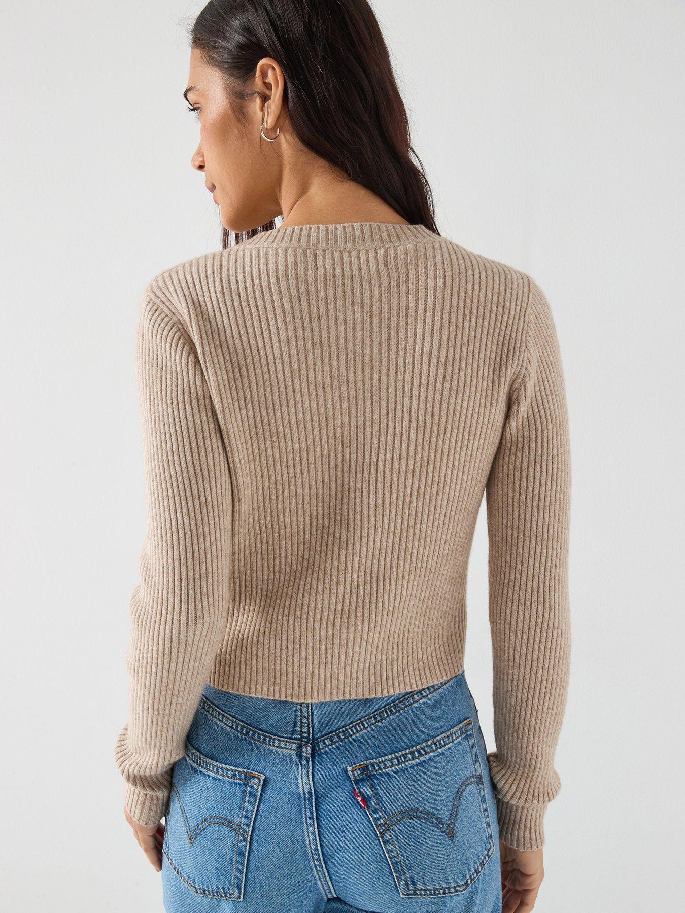 stillFront image of only-long-sleeve-button-cardigan-beige