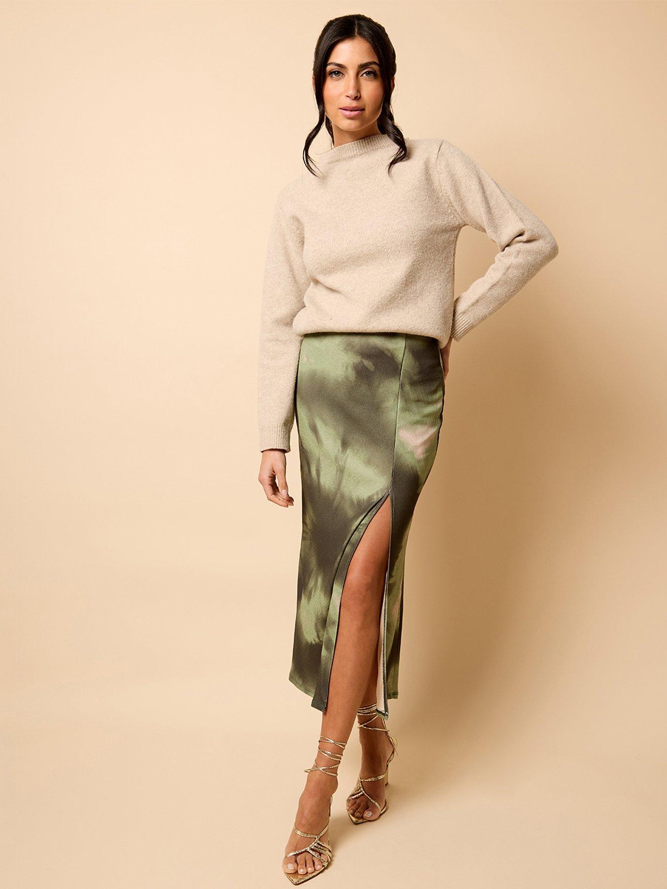 little-mistress-midaxi-skirt-khaki-green-print
