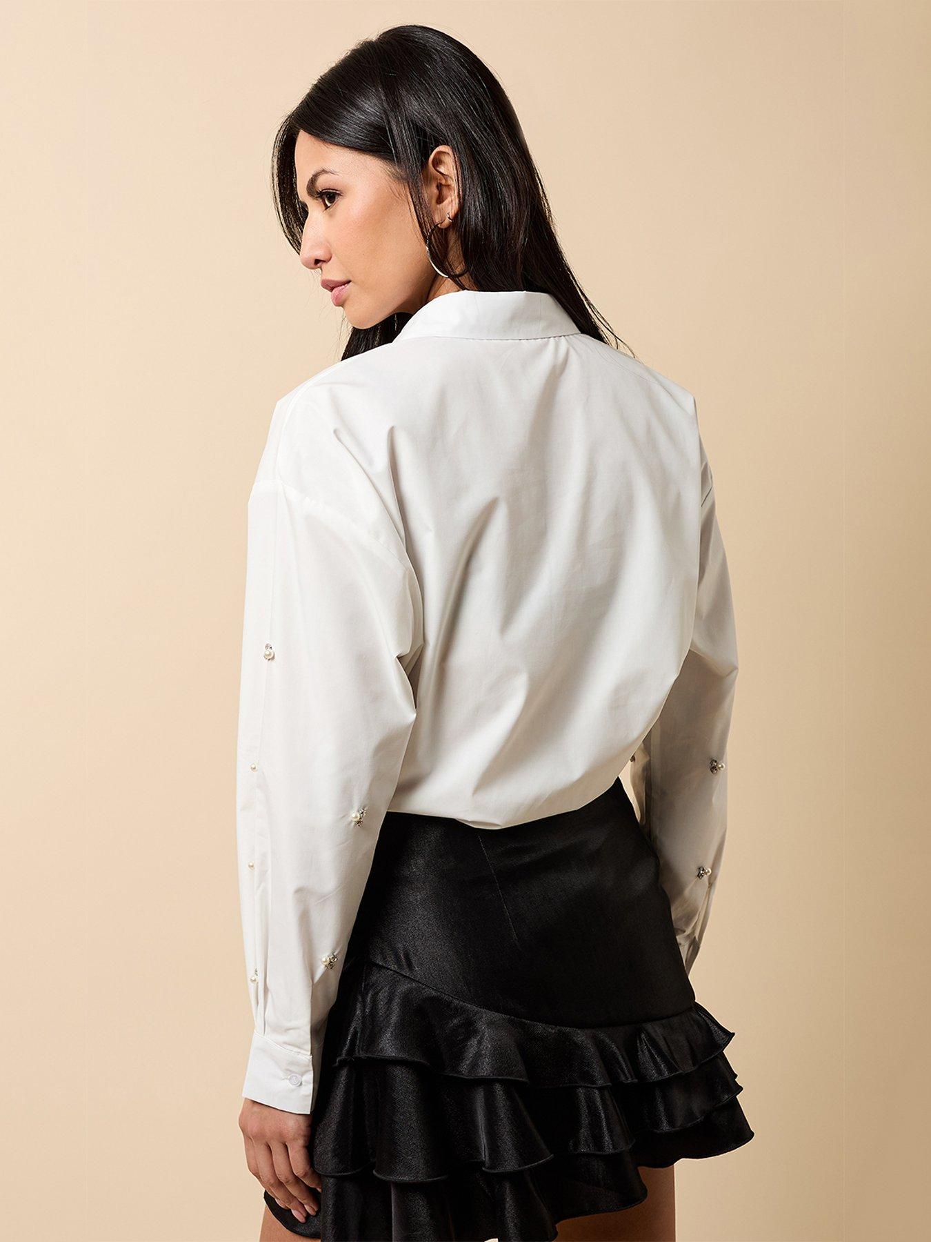 Image 2 of 5 of Little Mistress Embellished Shirt - White