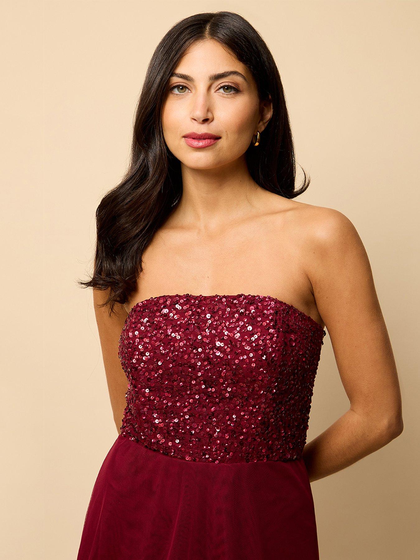 open lace back dress Little Mistress Red Wrap Midaxi Dress