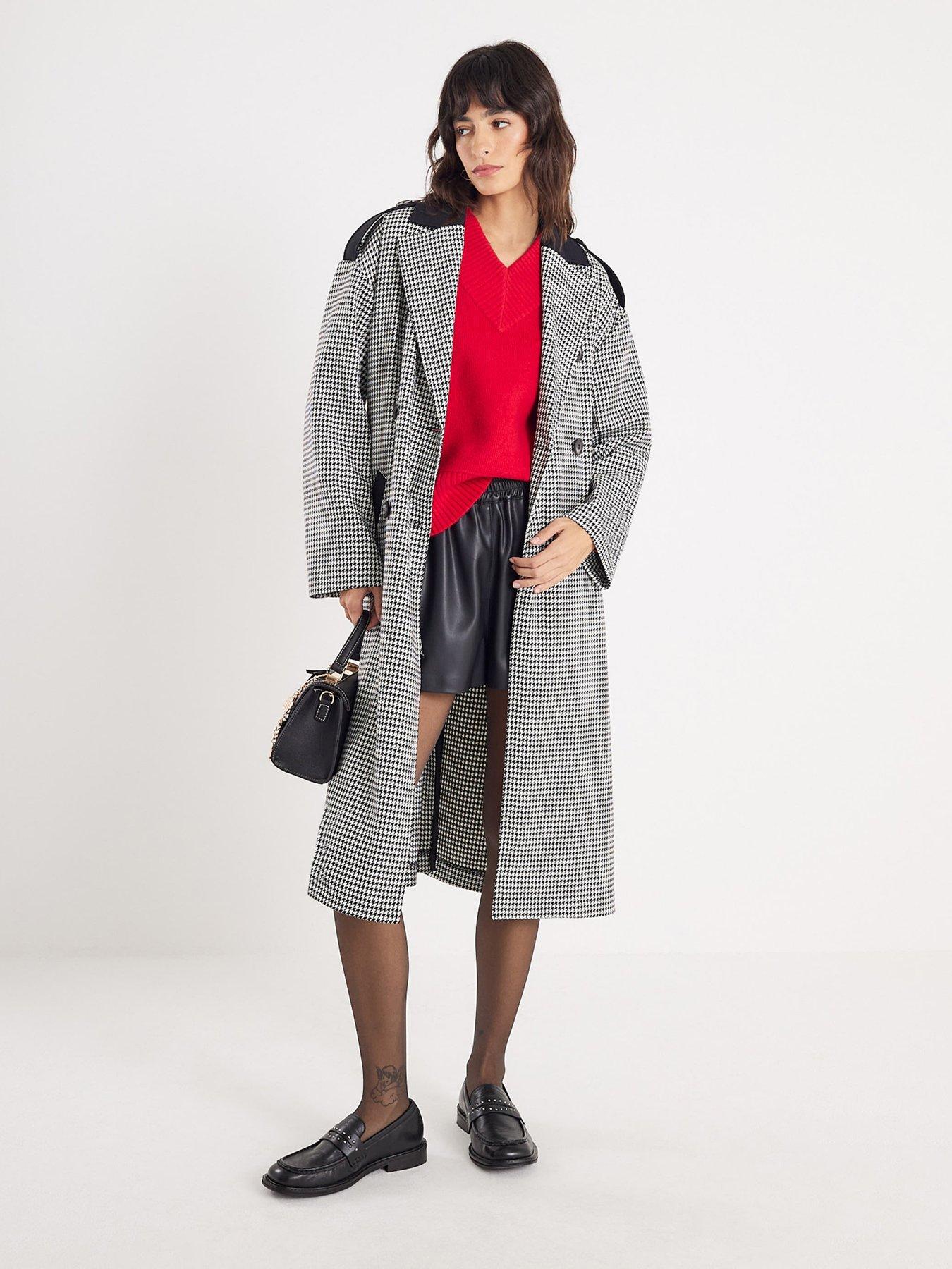 River Island Dogtooth Tailored Trench - Black