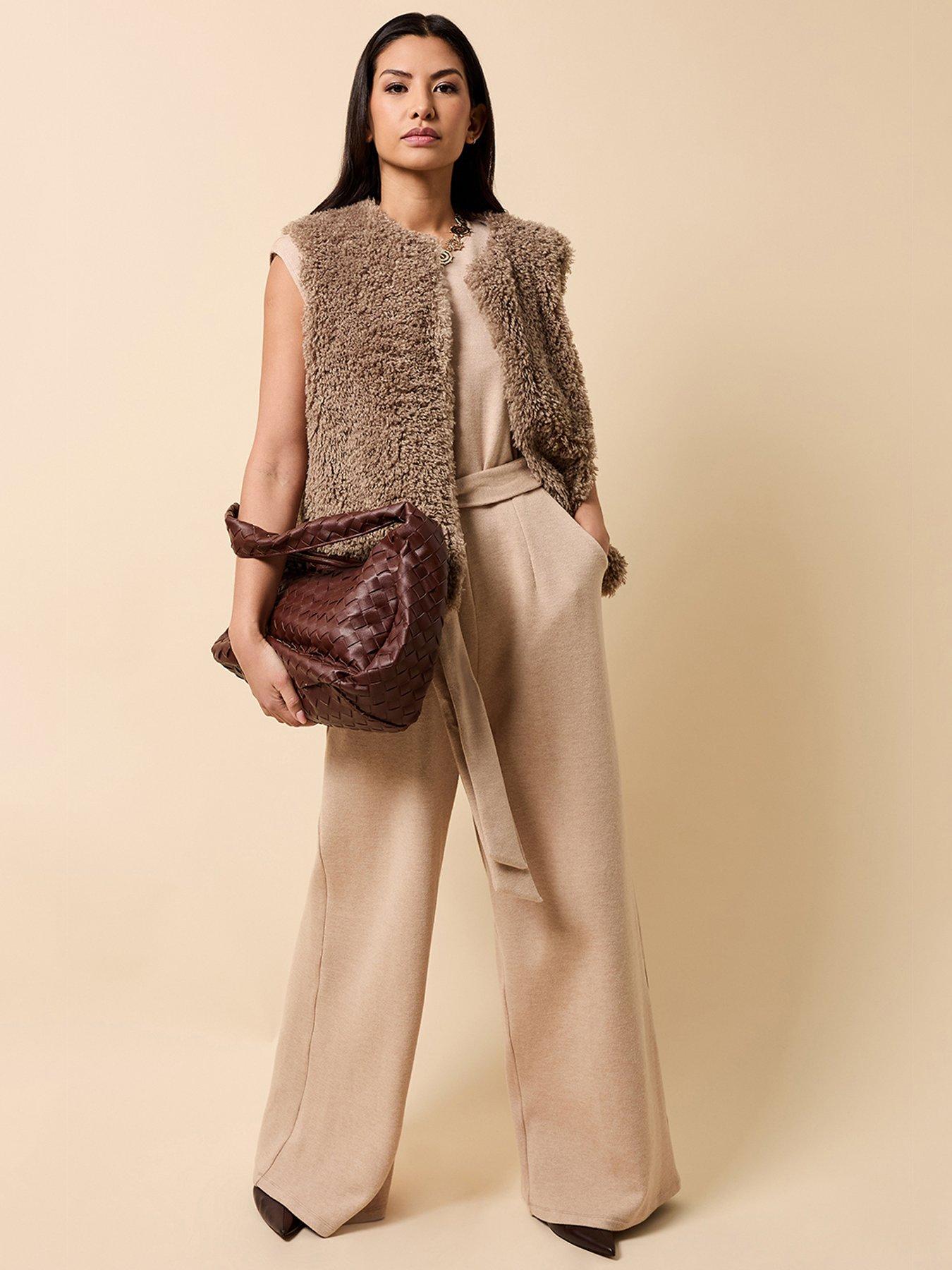 Image 3 of 4 of Little Mistress Faux Fur Waistcoat - Taupe