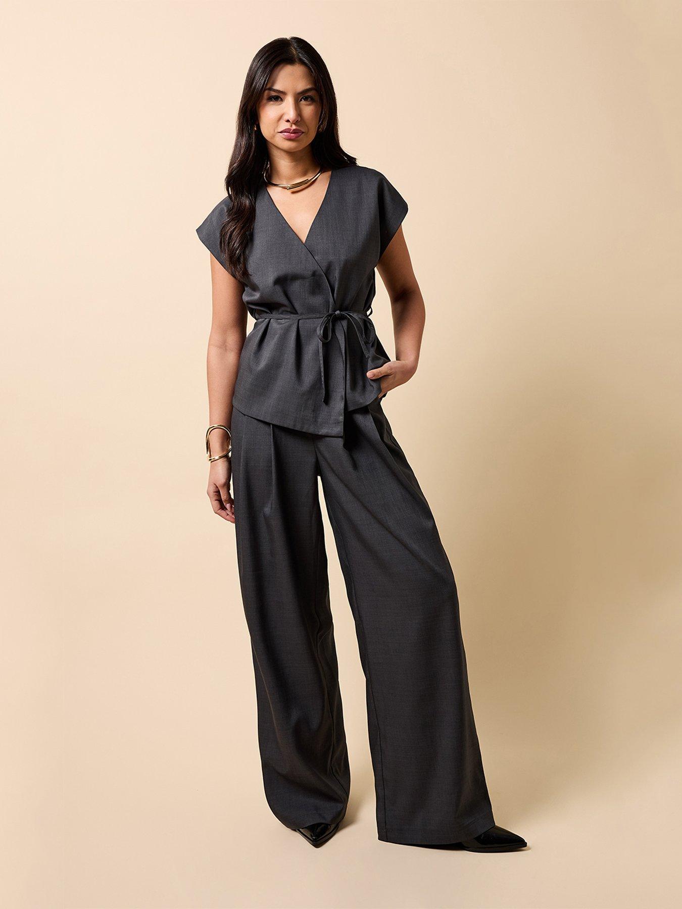 Little Mistress Wide Leg Trousers - Pewter