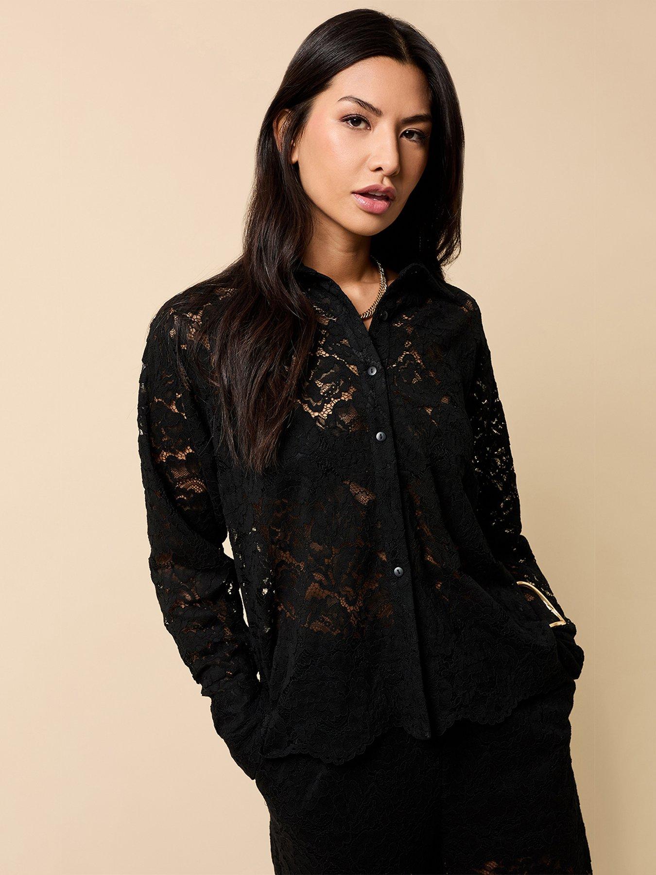 Little Mistress Lace Shirt - Black
