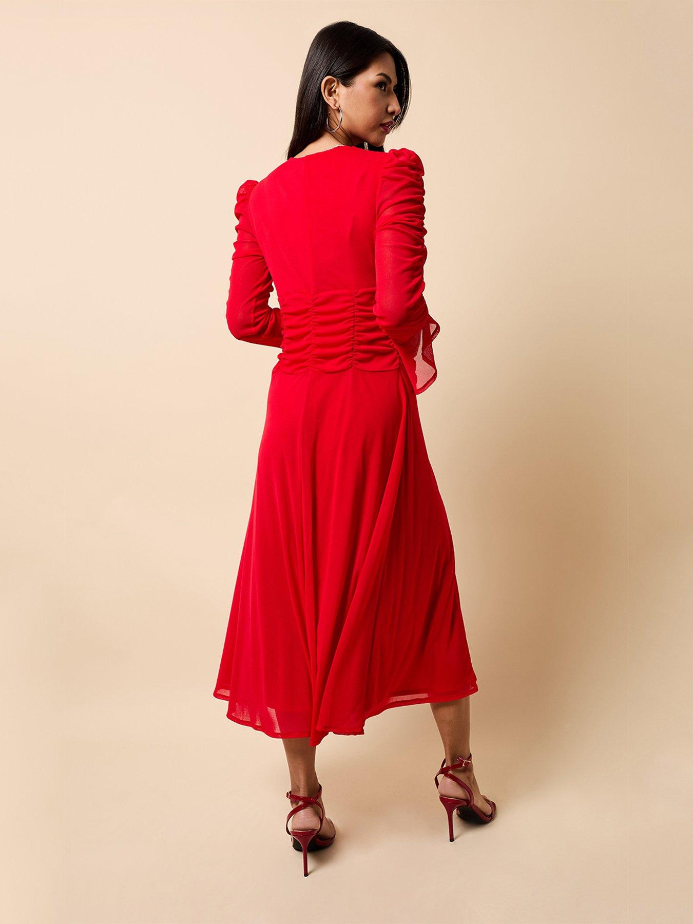  image of little-mistress-mesh-midaxi-dress-red