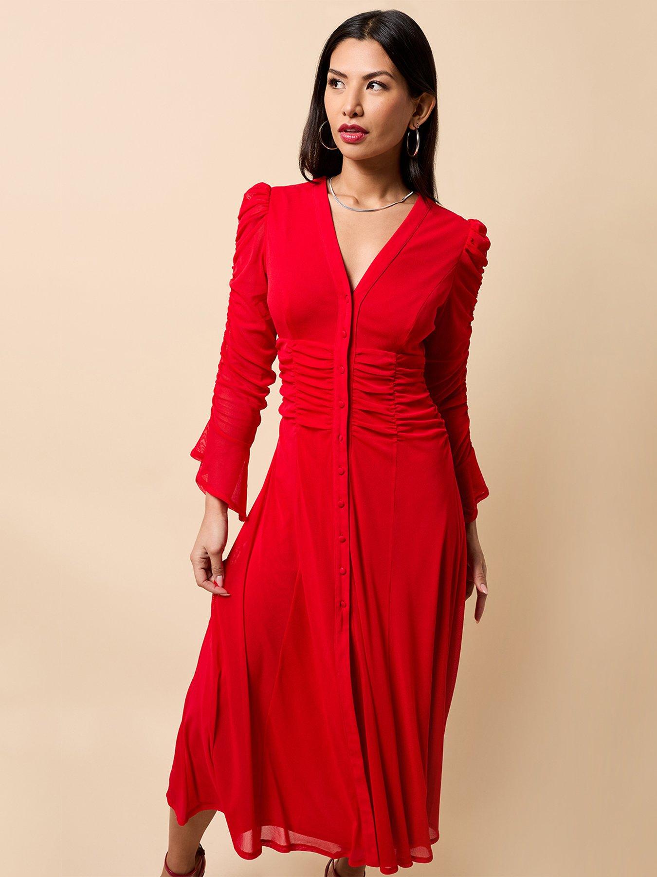  image of little-mistress-mesh-midaxi-dress-red