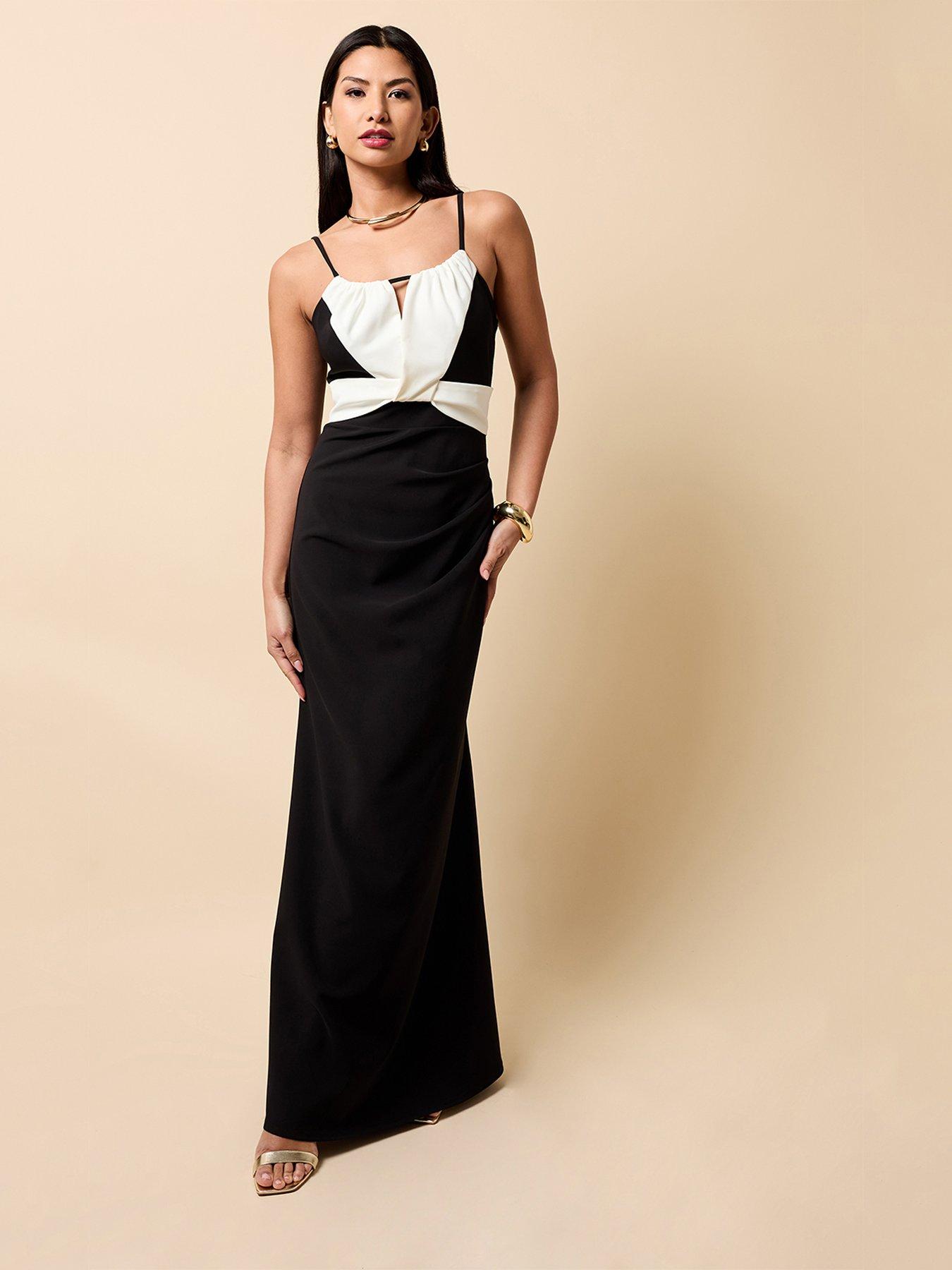 Little Mistress Black And Cream Contrast Maxi Dress