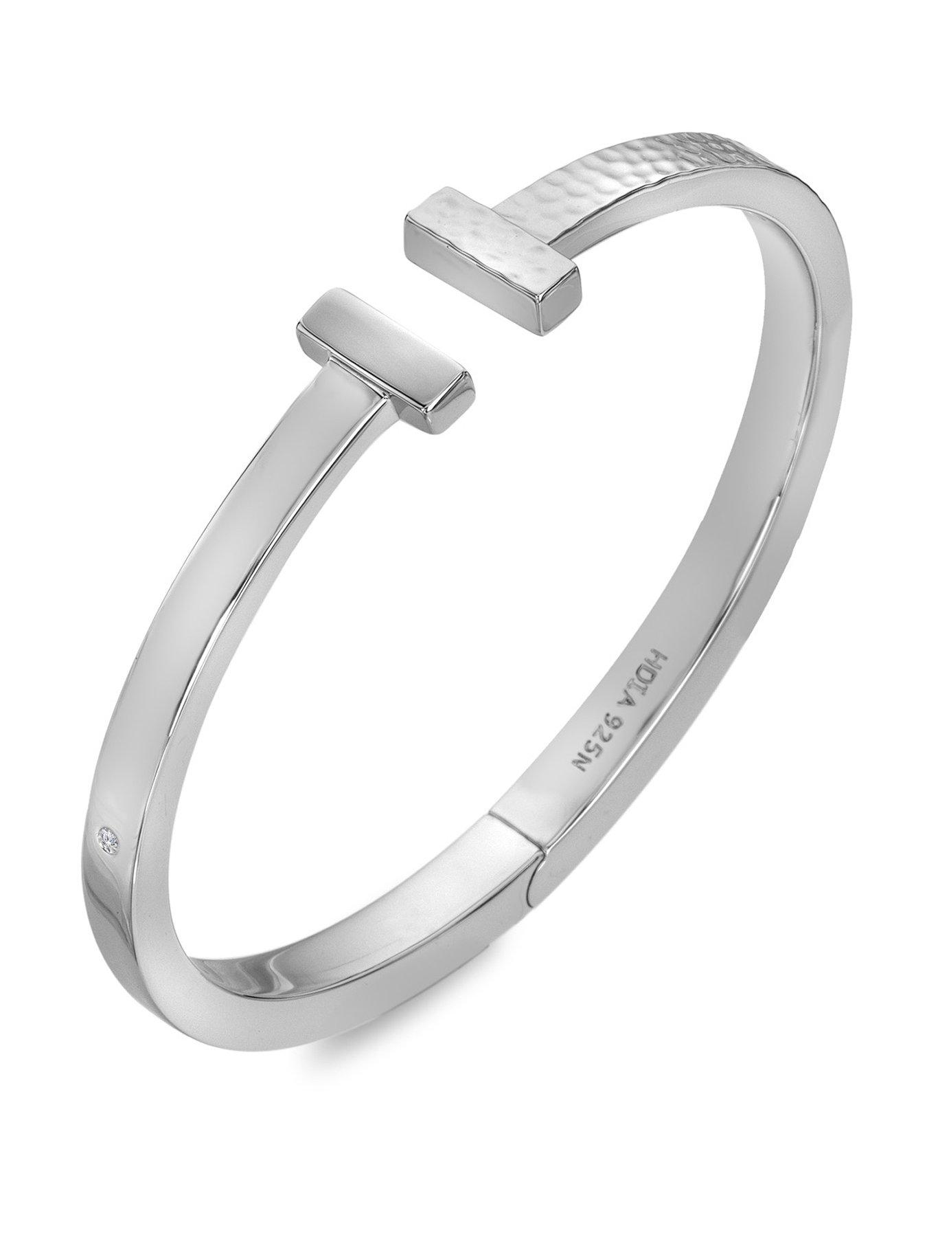 Hot Diamonds Hammered T-Bar Bangle