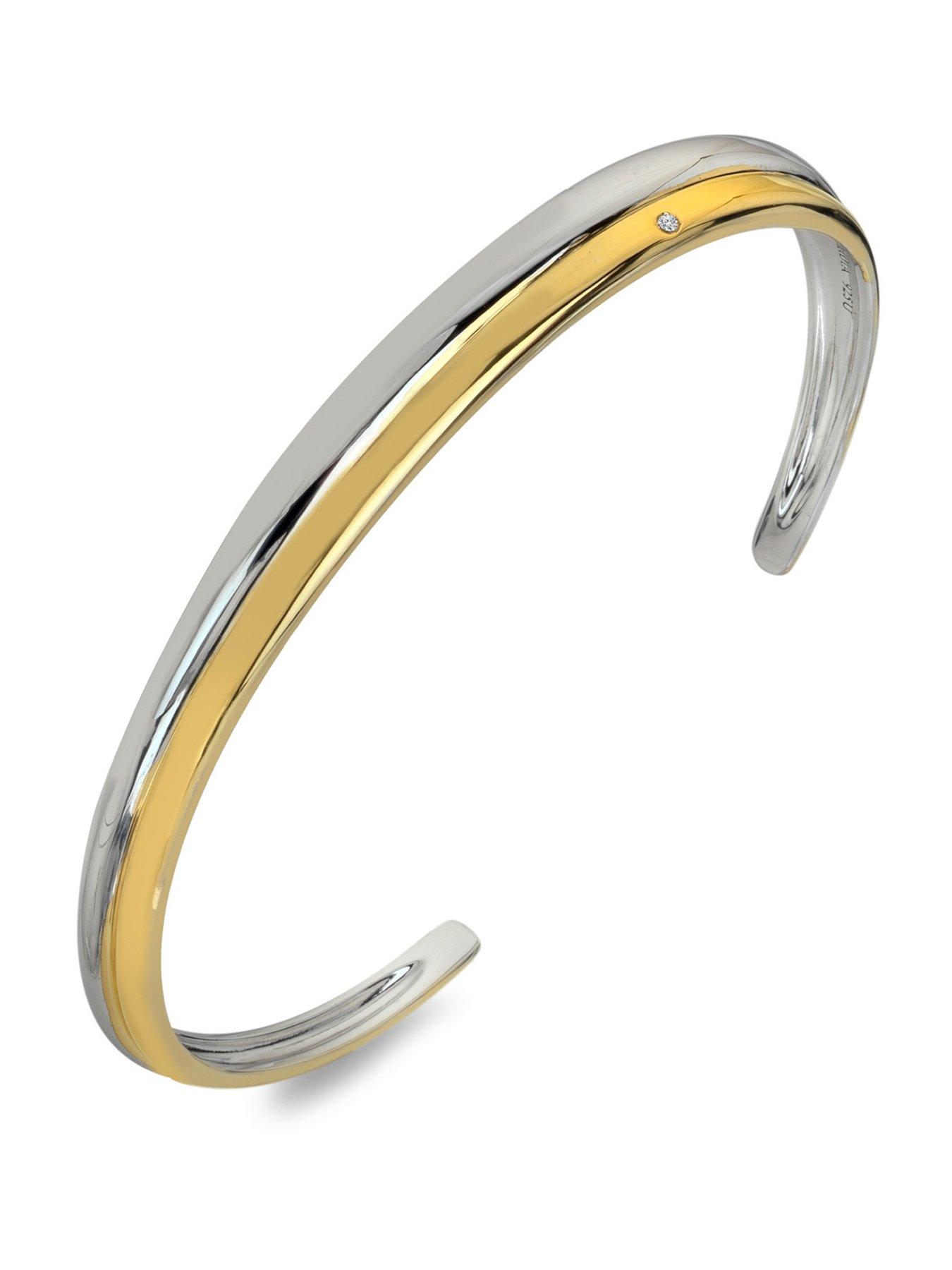Hot Diamonds Droplet Two Tone Bangle