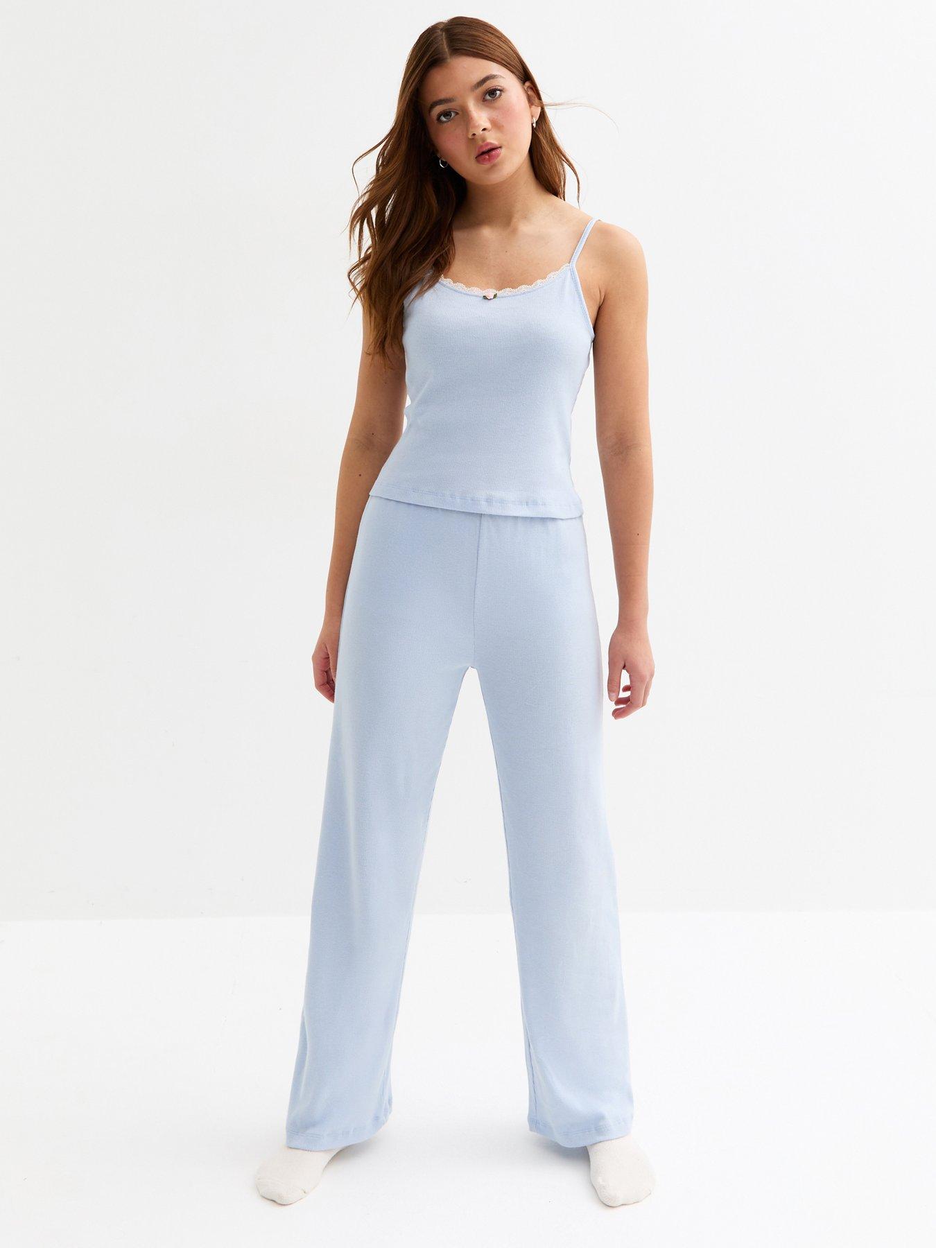 New Look 915 Girls Ribbed Cami And Trousers Pyjama Set - Blue
