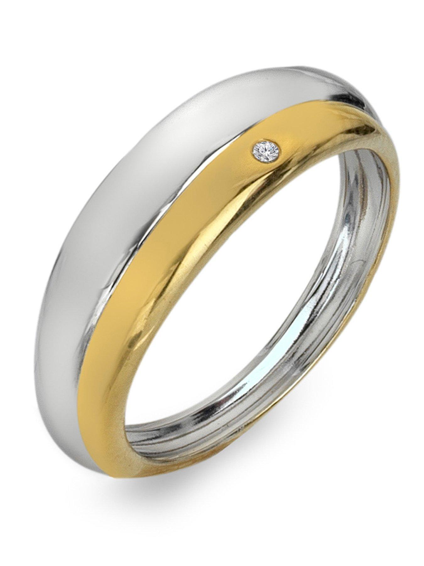 Hot Diamonds Droplet Two Tone Ring