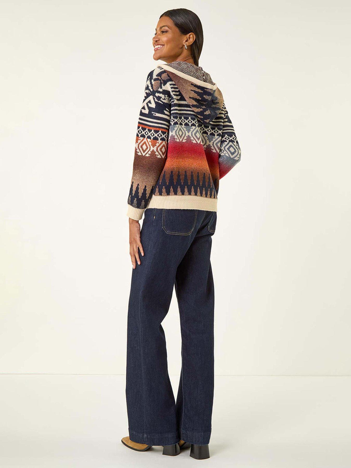 Image 2 of 5 of Roman Jacquard Hooded Knit - Navy