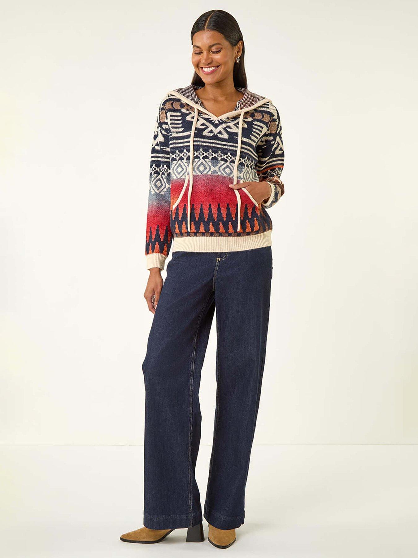 Image 3 of 5 of Roman Jacquard Hooded Knit - Navy