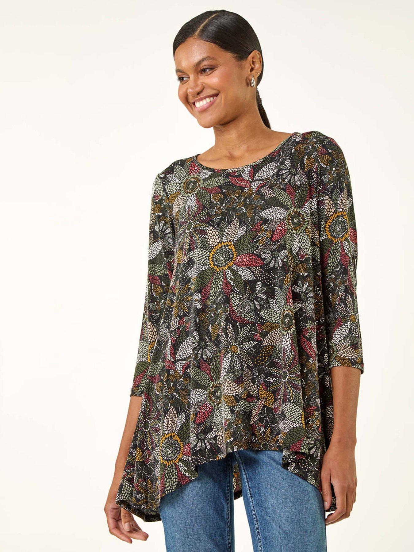 Roman Floral Puff Print Stretch Shirt - Green