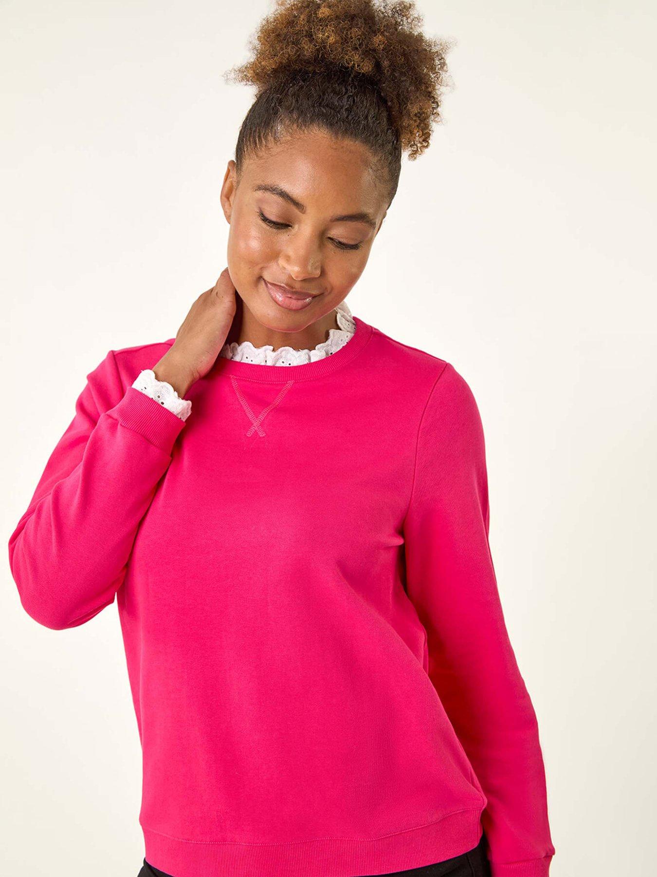Image 4 of 5 of Roman Frill Collar Stretch Jersey Top - Pink