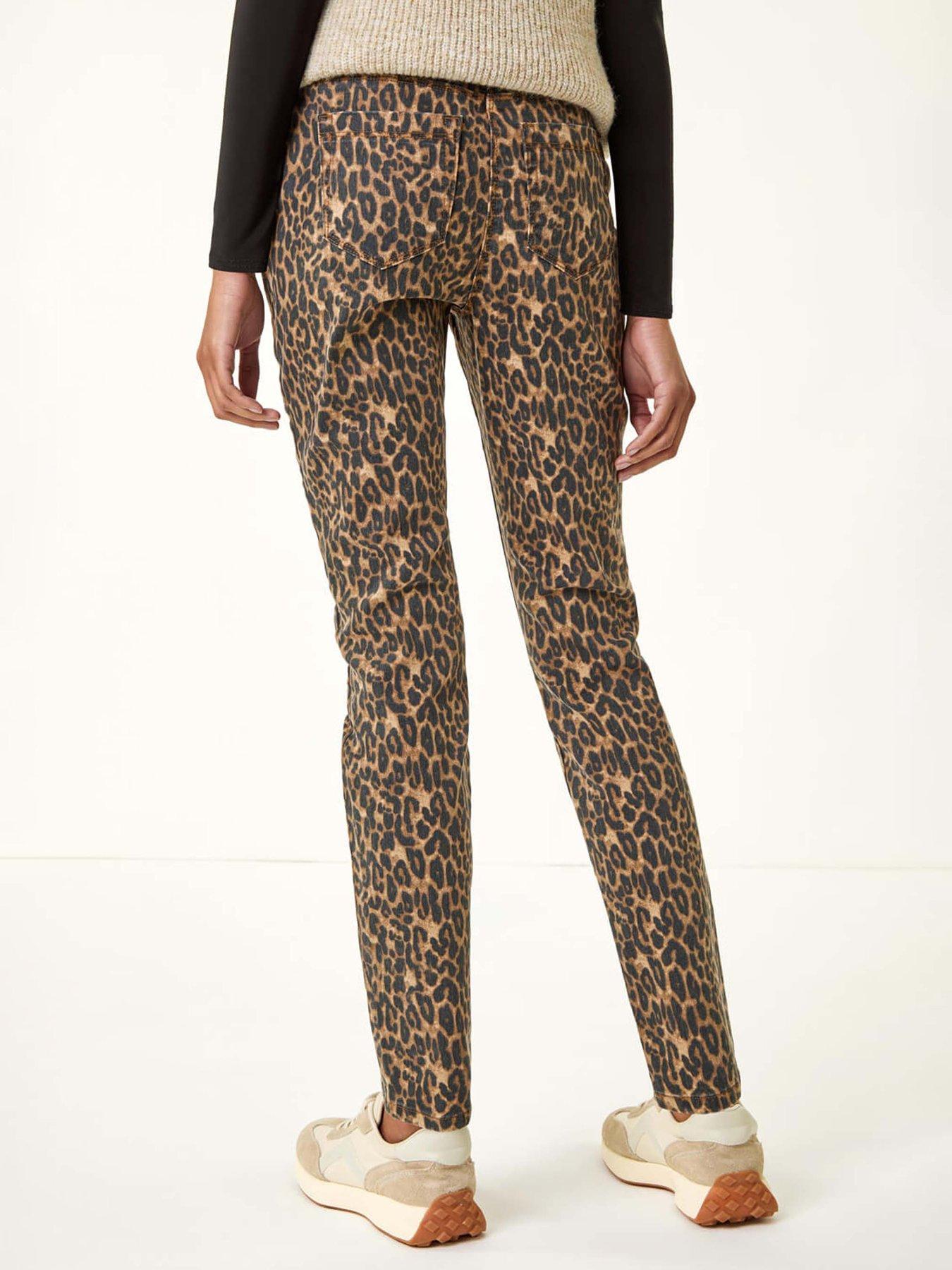 Image 2 of 5 of Roman Animal Print Stretch Jeggings  - Brown