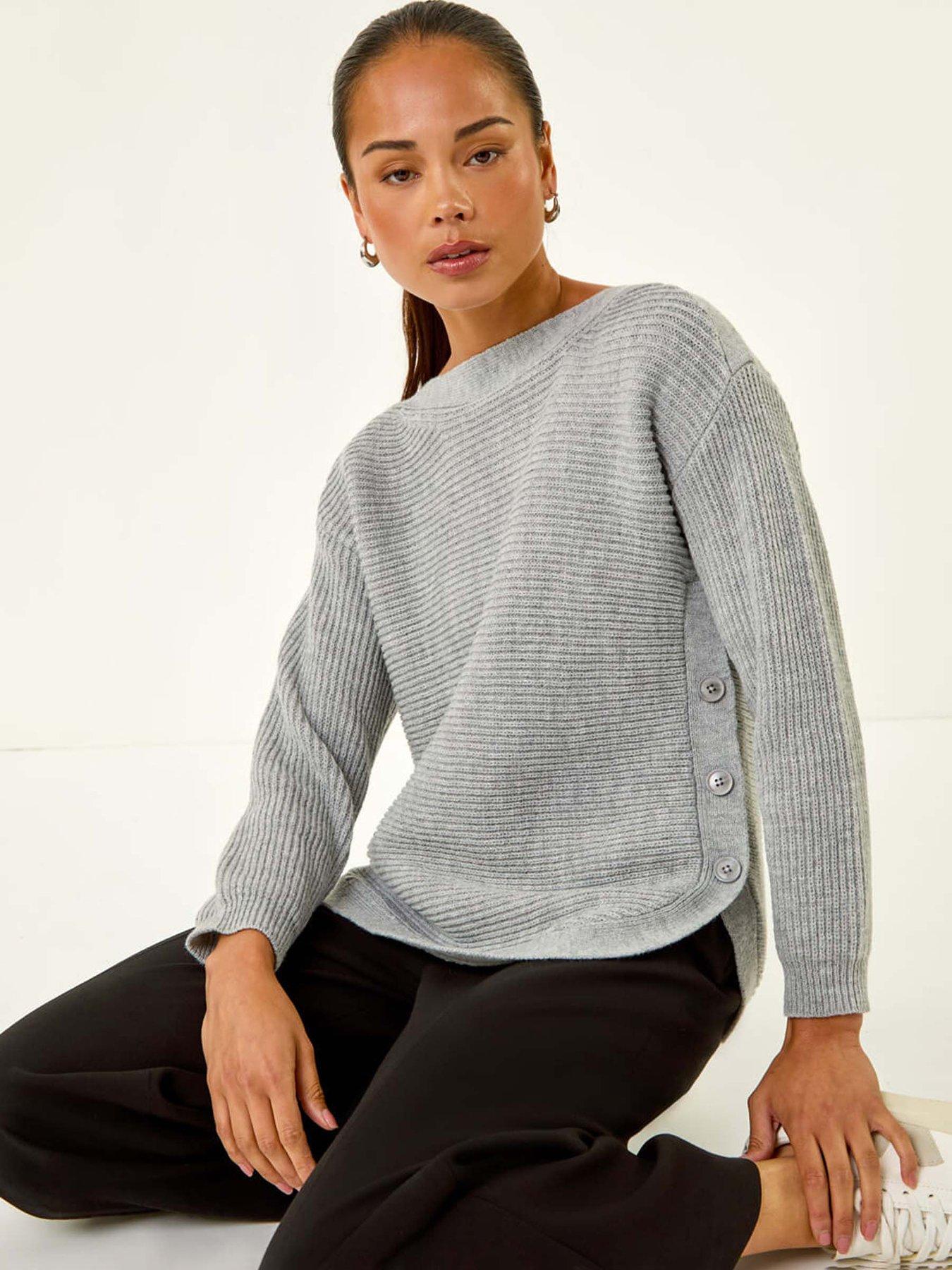 undefined Petite Curve Hem Knit Jumper - Grey