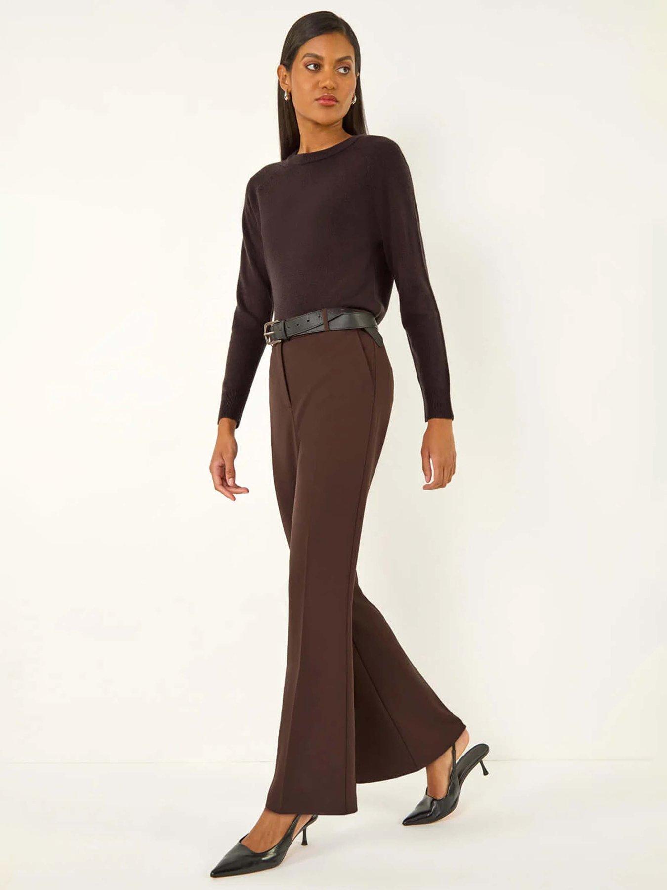 Image 4 of 5 of Roman Long Bootcut Stretch Trousers - Brown