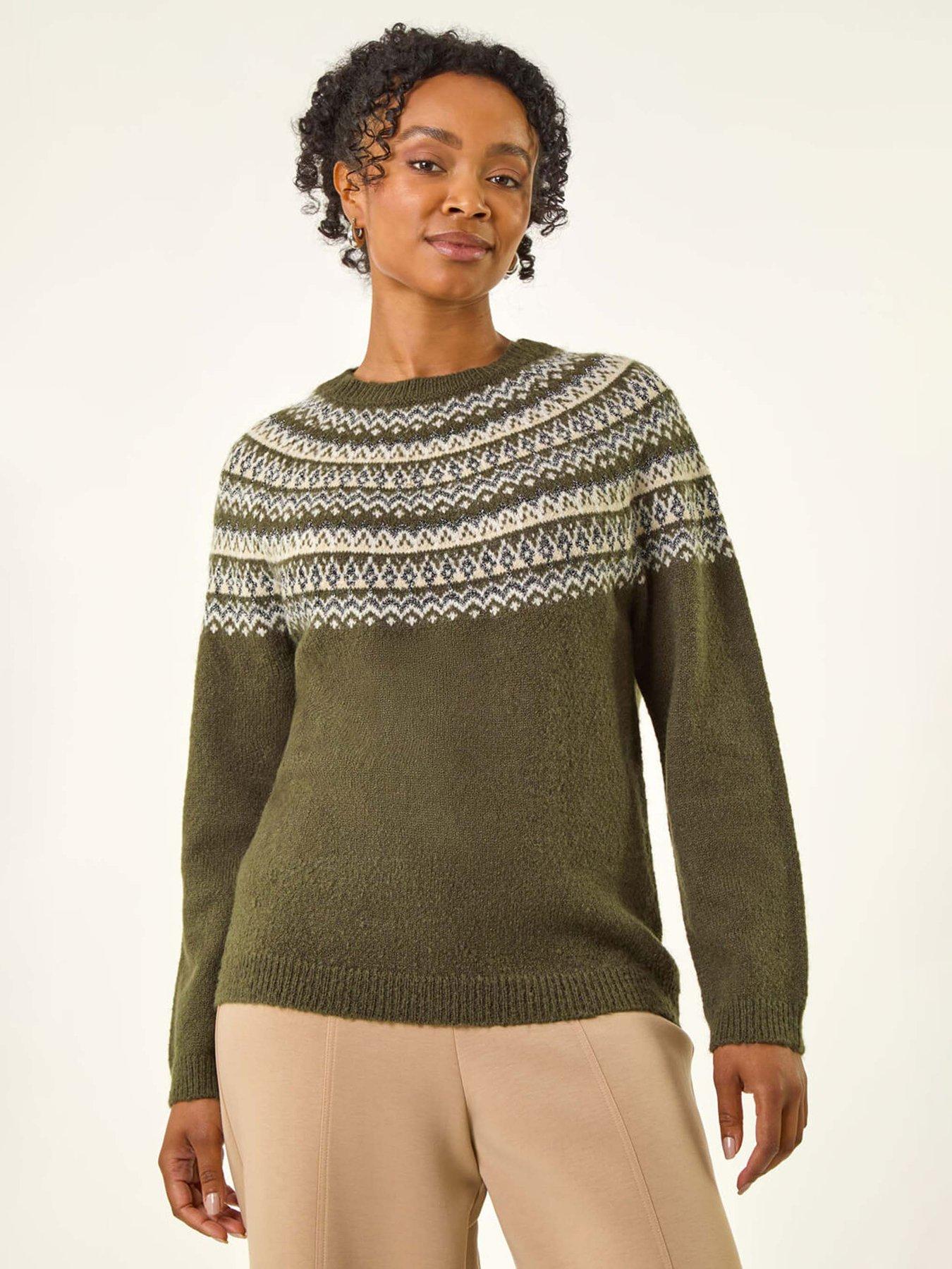 Roman Petite Metallic Fairisle Jumper - Green