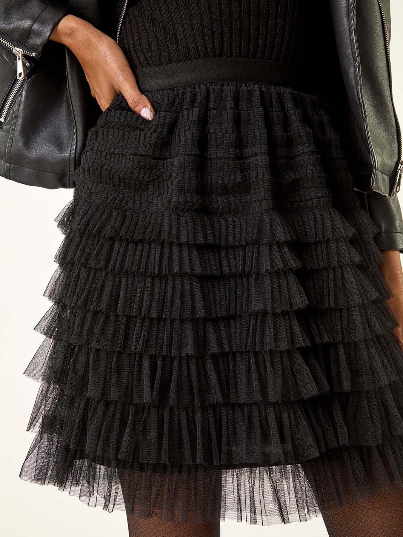  image of roman-mesh-layered-mini-skirt-black