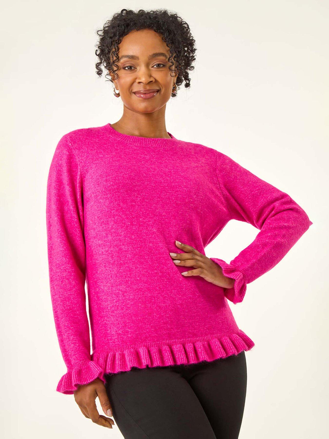 undefined Petite Flute Hem Knit Jumper - Pink