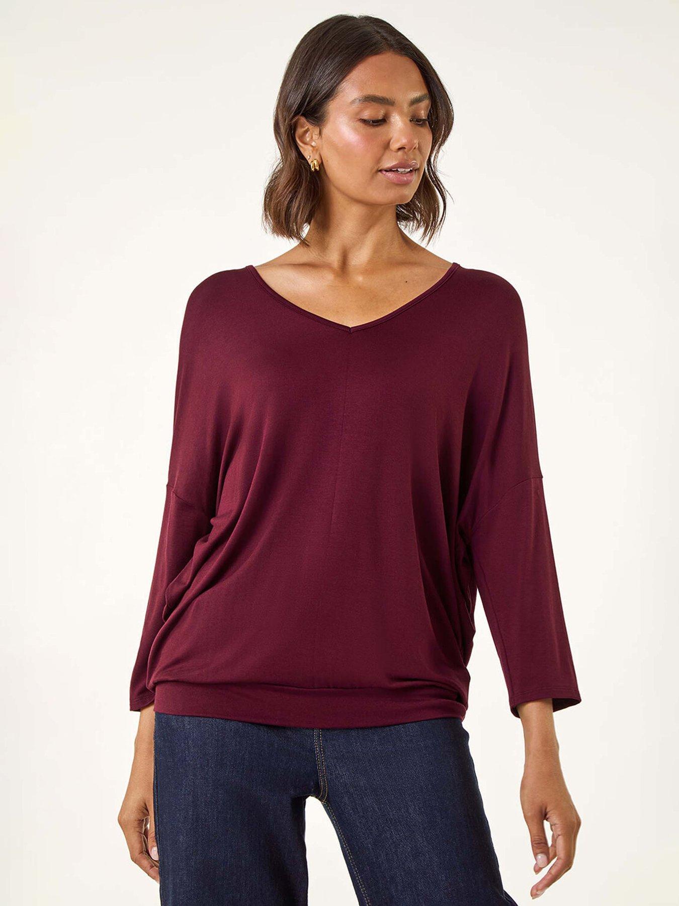 undefined V-neck Jersey Stretch T-shirt - Red