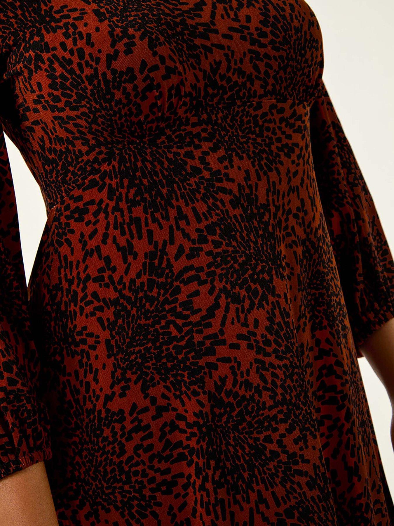  image of roman-speckled-a-line-stretch-midi-dress-orange