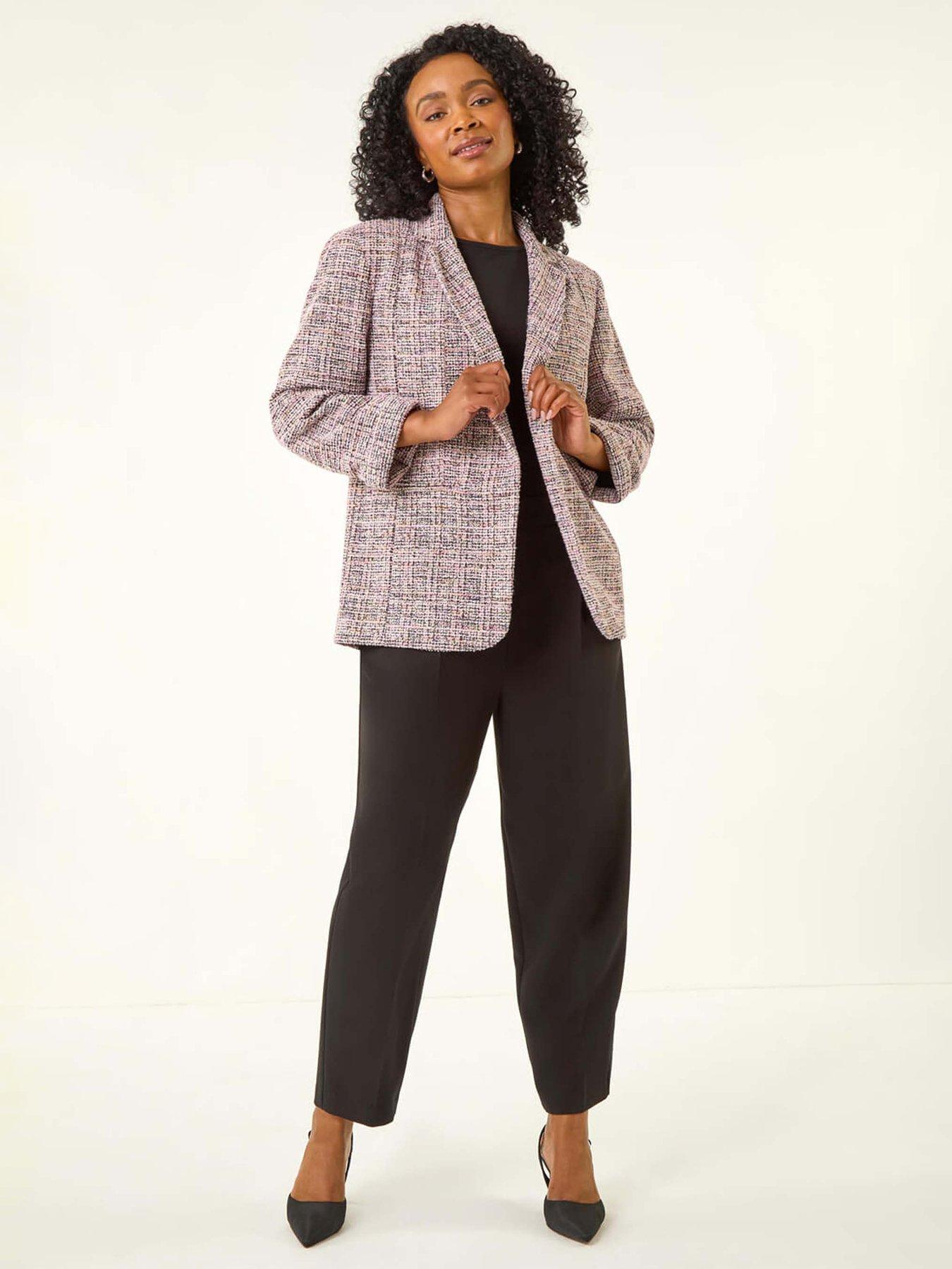 Image 3 of 5 of Roman Petite Boucle Stretch Blazer - Pink