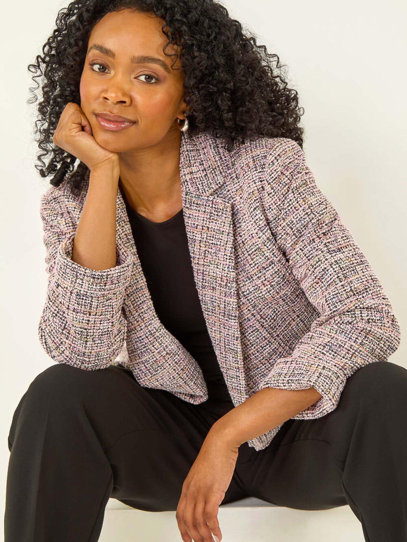 Image 4 of 5 of Roman Petite Boucle Stretch Blazer - Pink