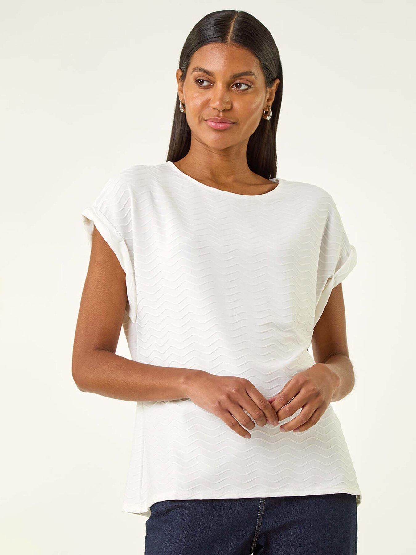 Roman Textured Short Sleeve Stretch T-shirt - White