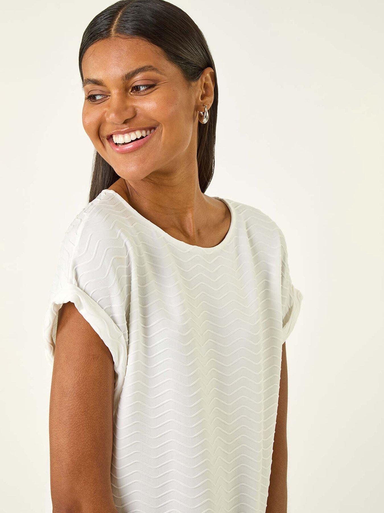  image of roman-textured-short-sleeve-stretch-t-shirt-white