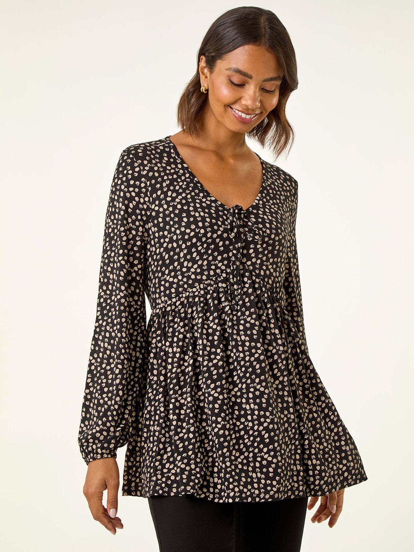 undefined Printed Snit Jersey Top - Black