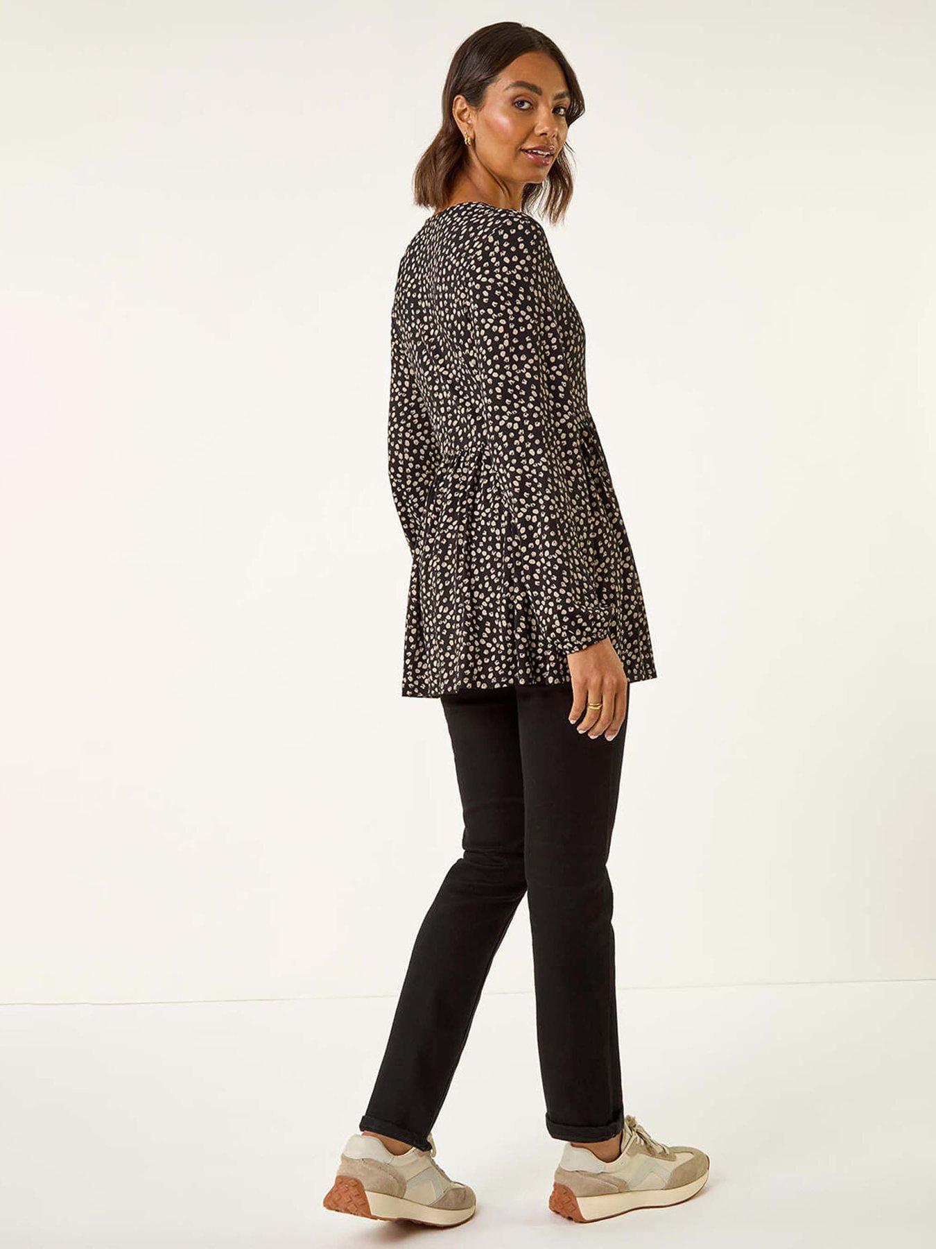 Image 2 of 5 of Roman Printed Snit Jersey Top - Black