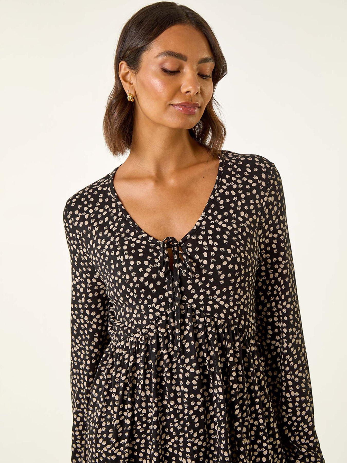 Image 4 of 5 of Roman Printed Snit Jersey Top - Black