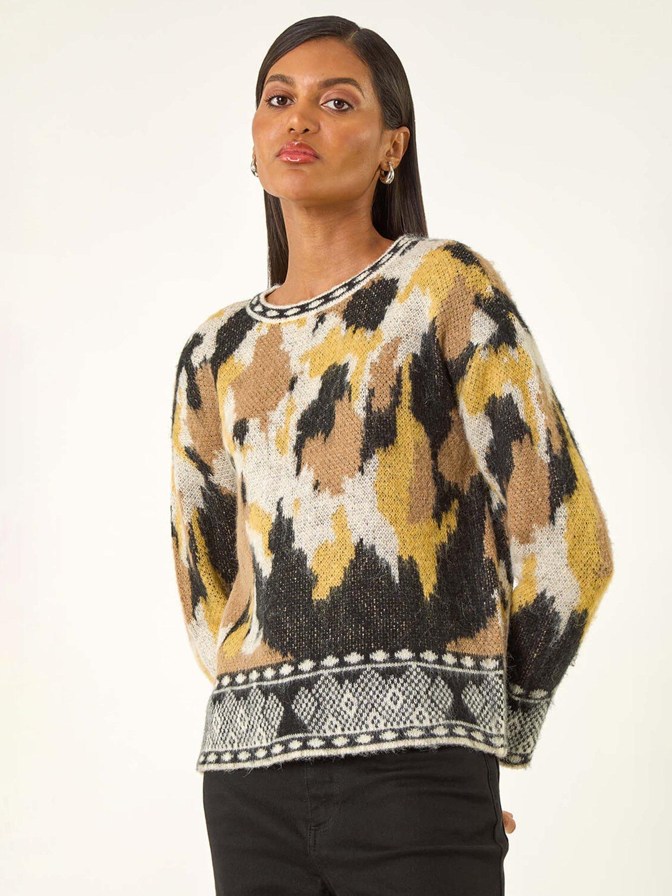 undefined Abstract Jacquard Knit Jumper - Black
