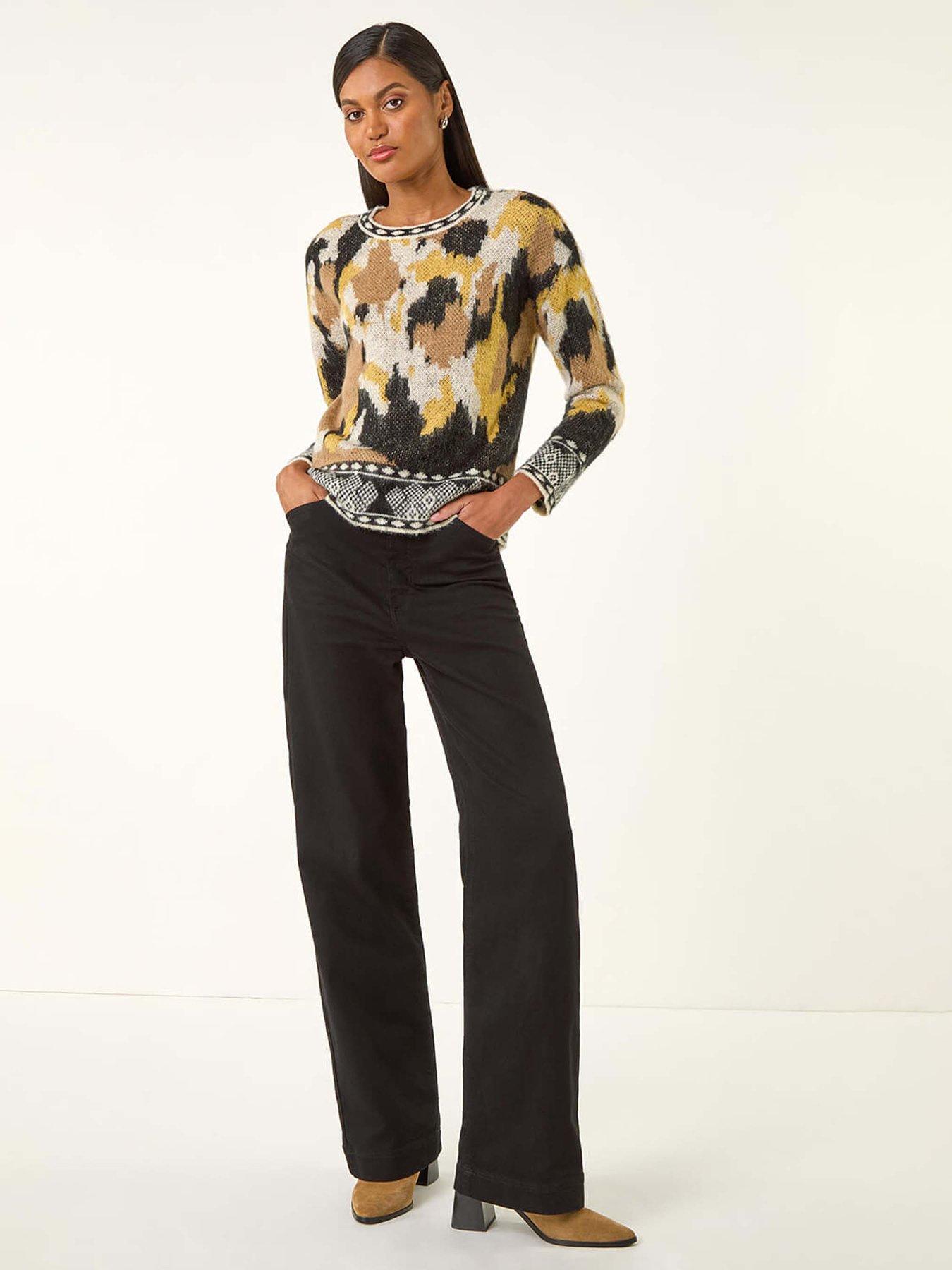 Image 3 of 5 of Roman Abstract Jacquard Knit Jumper - Black
