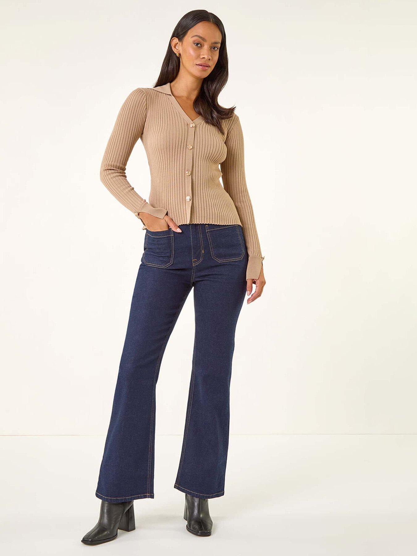  image of roman-dusk-collared-v-neck-knit-top-beige