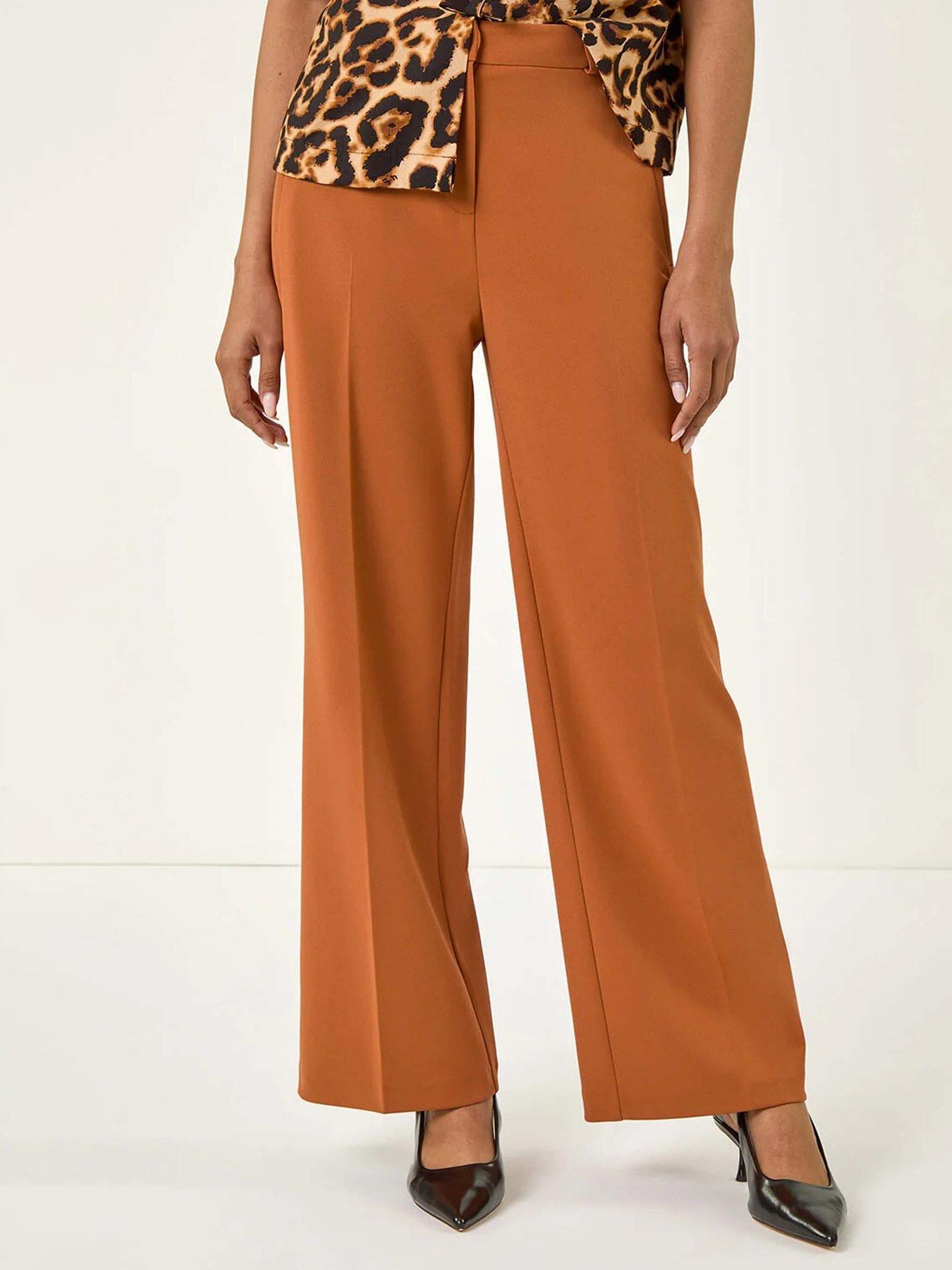 Roman Short Wide Leg Stretch Trousers - Orange
