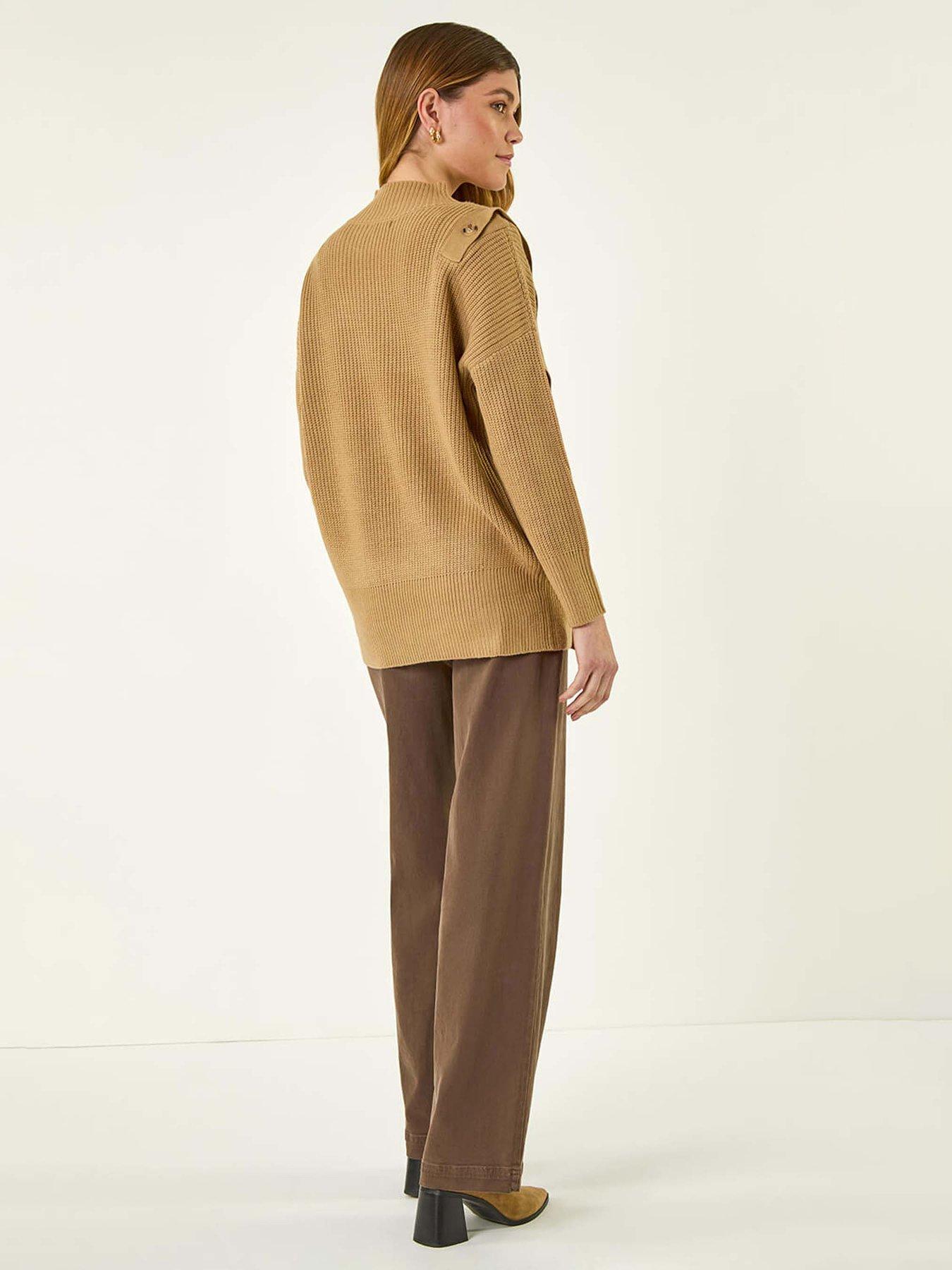  image of roman-side-buttoned-knit-jumper-brown