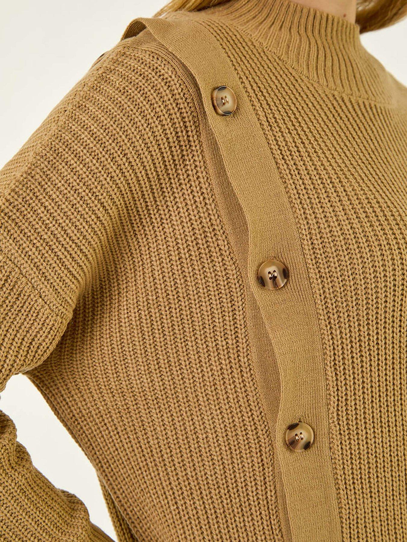  image of roman-side-buttoned-knit-jumper-brown