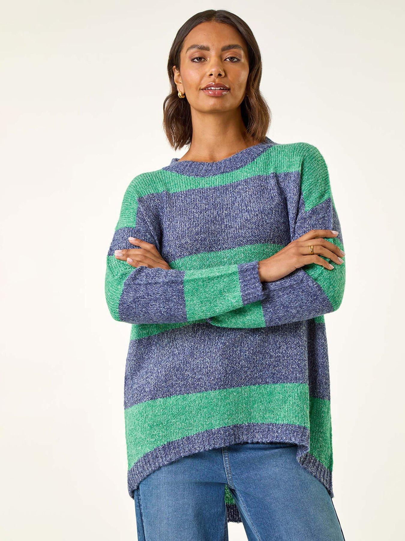 image of roman-stripe-soft-knit-jumper-green