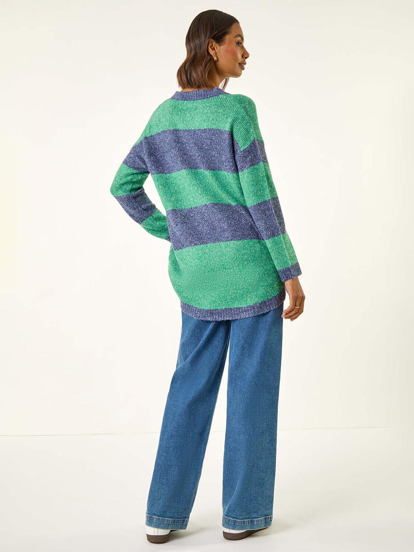  image of roman-stripe-soft-knit-jumper-green