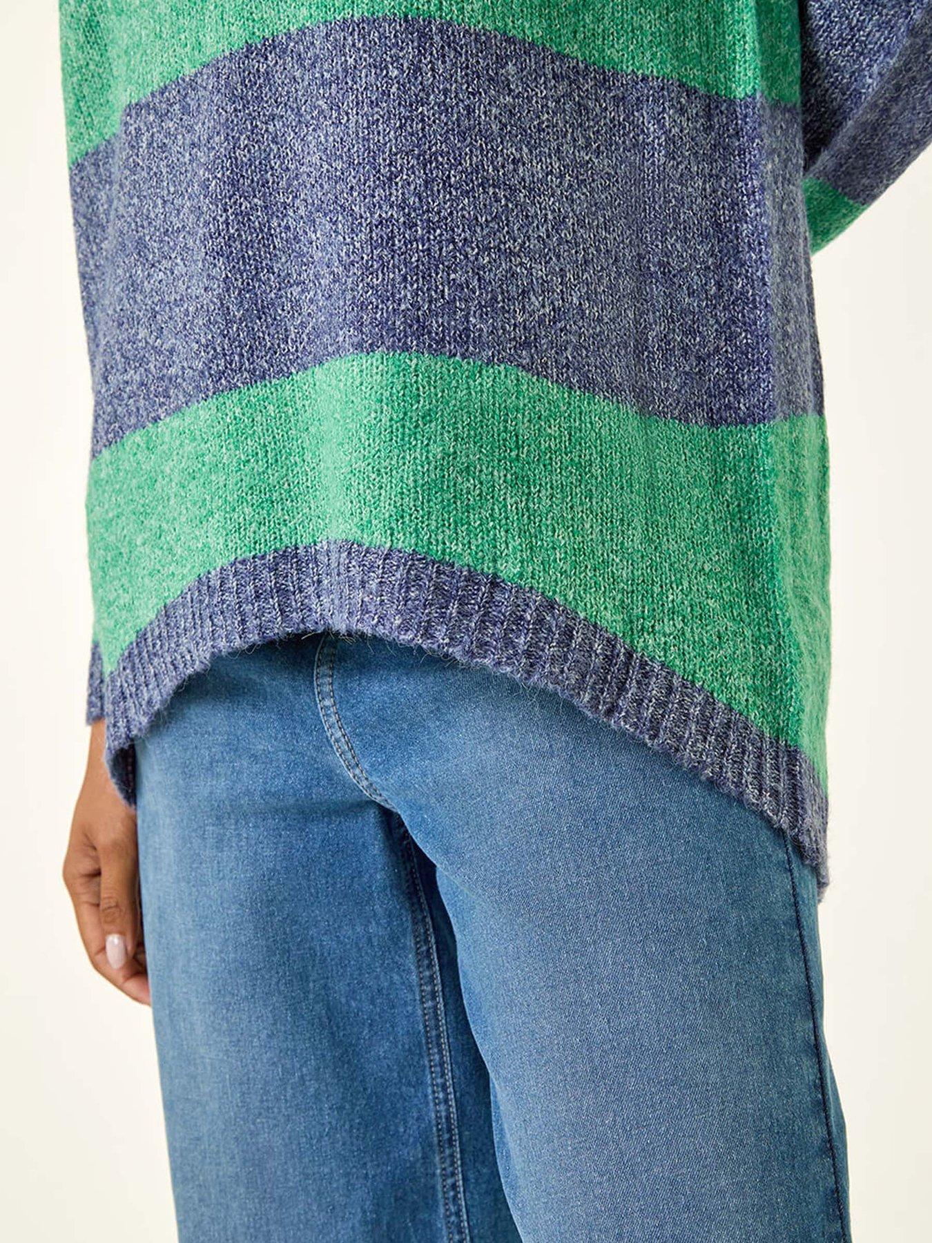  image of roman-stripe-soft-knit-jumper-green