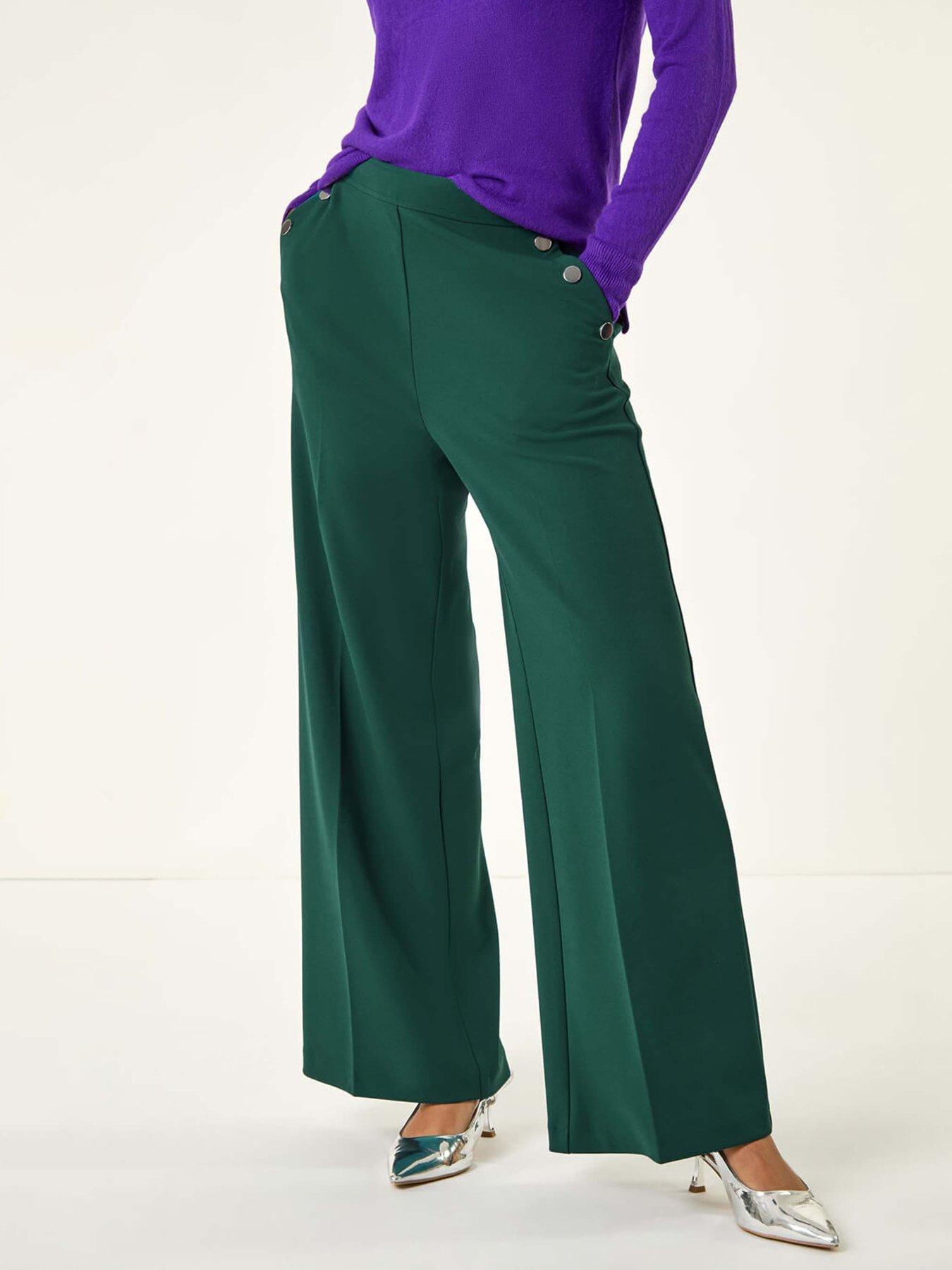 undefined Button Pocket Full Length Trousers - Blue