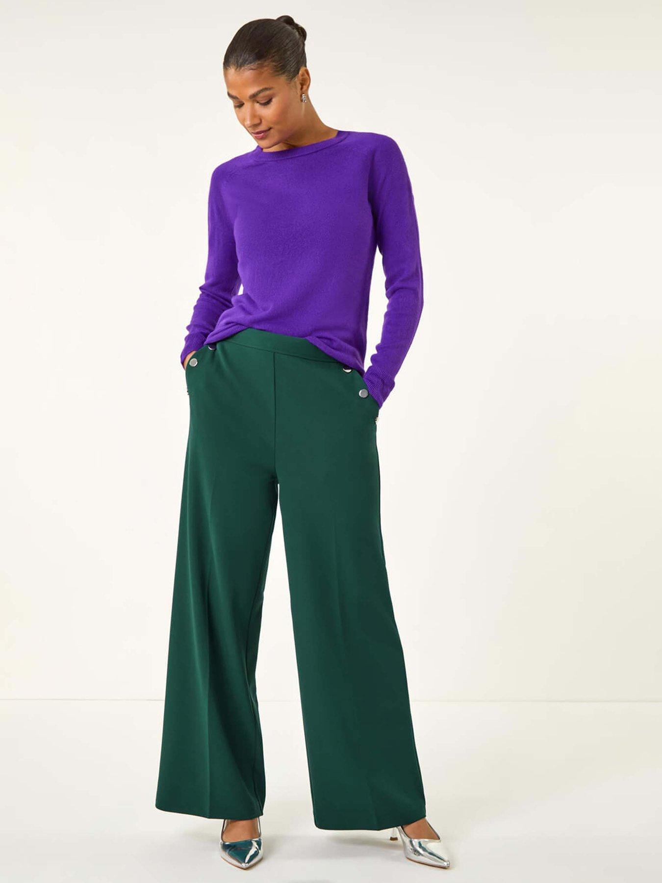 Image 3 of 5 of Roman Button Pocket Full Length Trousers - Blue