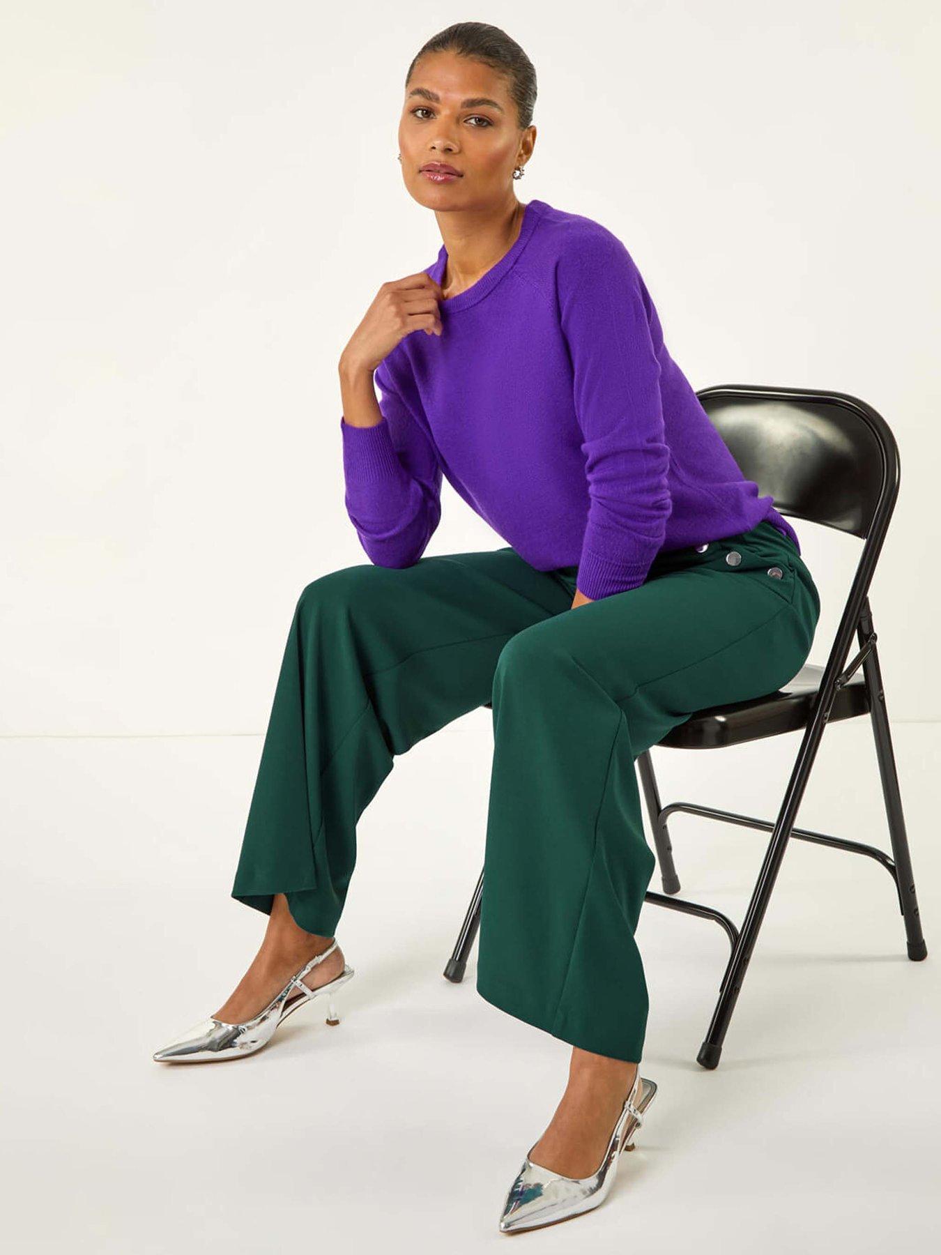 Image 4 of 5 of Roman Button Pocket Full Length Trousers - Blue