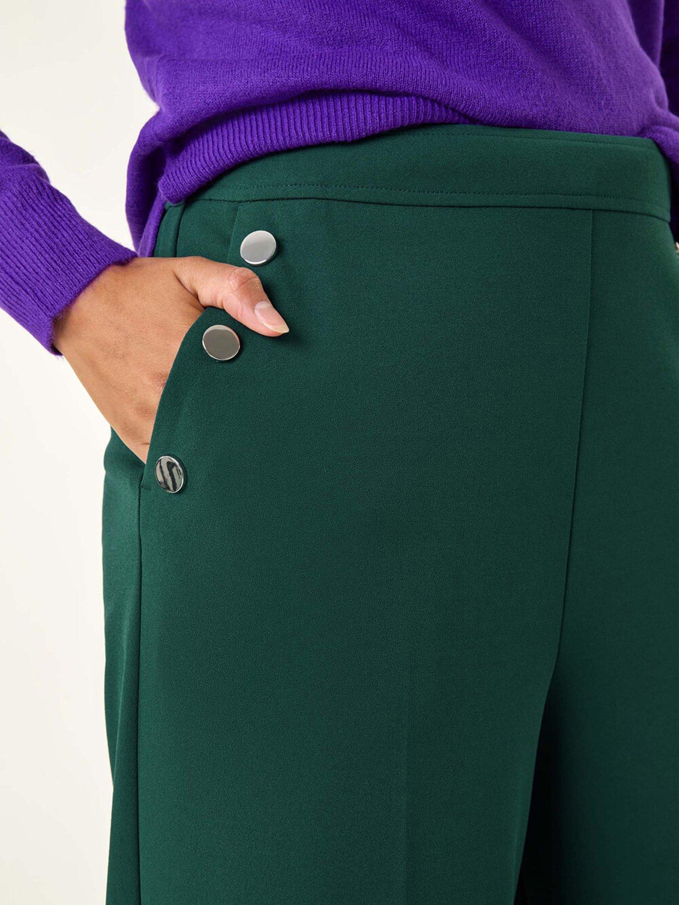 Image 5 of 5 of Roman Button Pocket Full Length Trousers - Blue