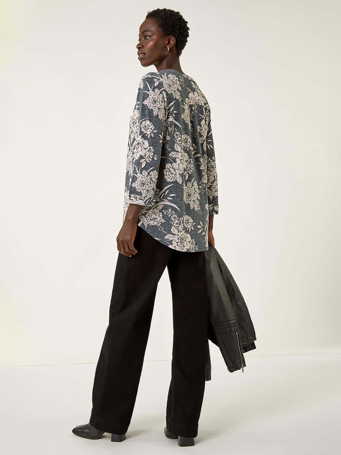 Image 2 of 5 of Roman Floral Puff Print Stretch Shirt - Grey